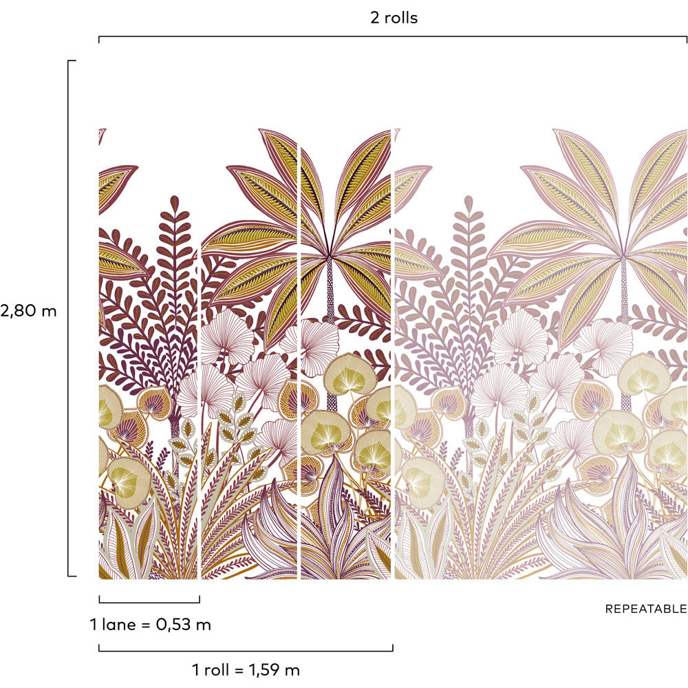 Grandeco Jody Floral Hand Drawn 3 Lane Wall Mural Image 4