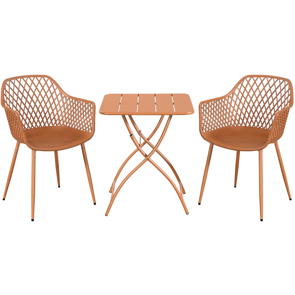 Core Products 2 Seater Terracotta Lattice Design Square Metal Foldable Table Garden Bistro Set Image 2