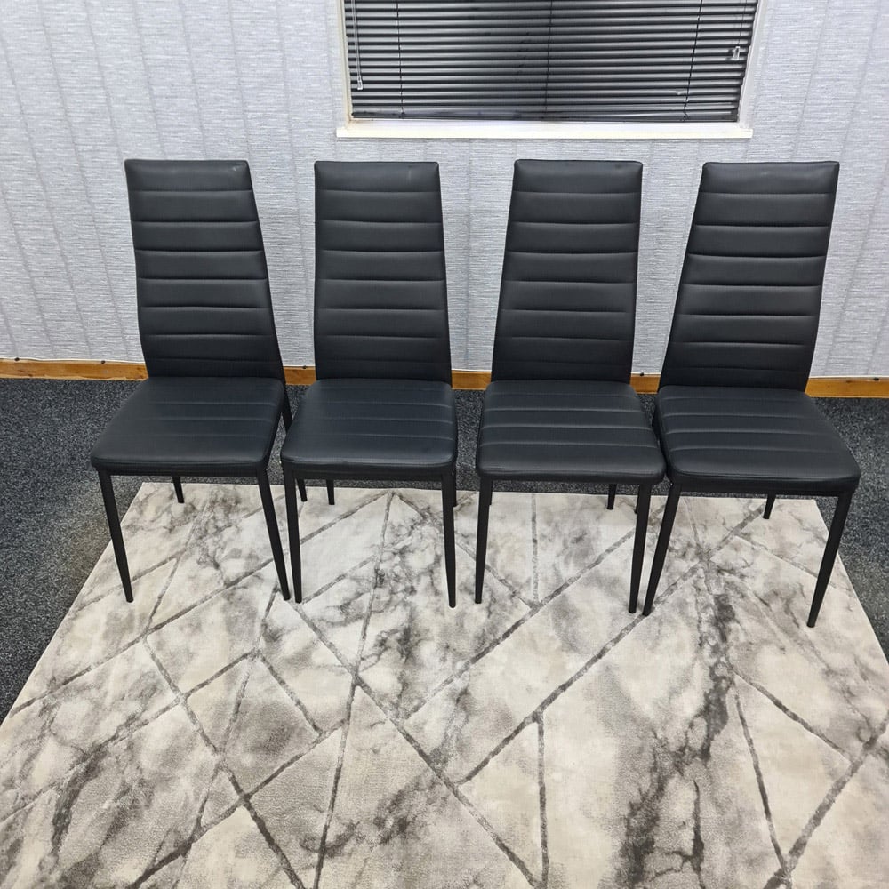 Denver Set of 4 Black Faux Leather Dining Chairs Image 6