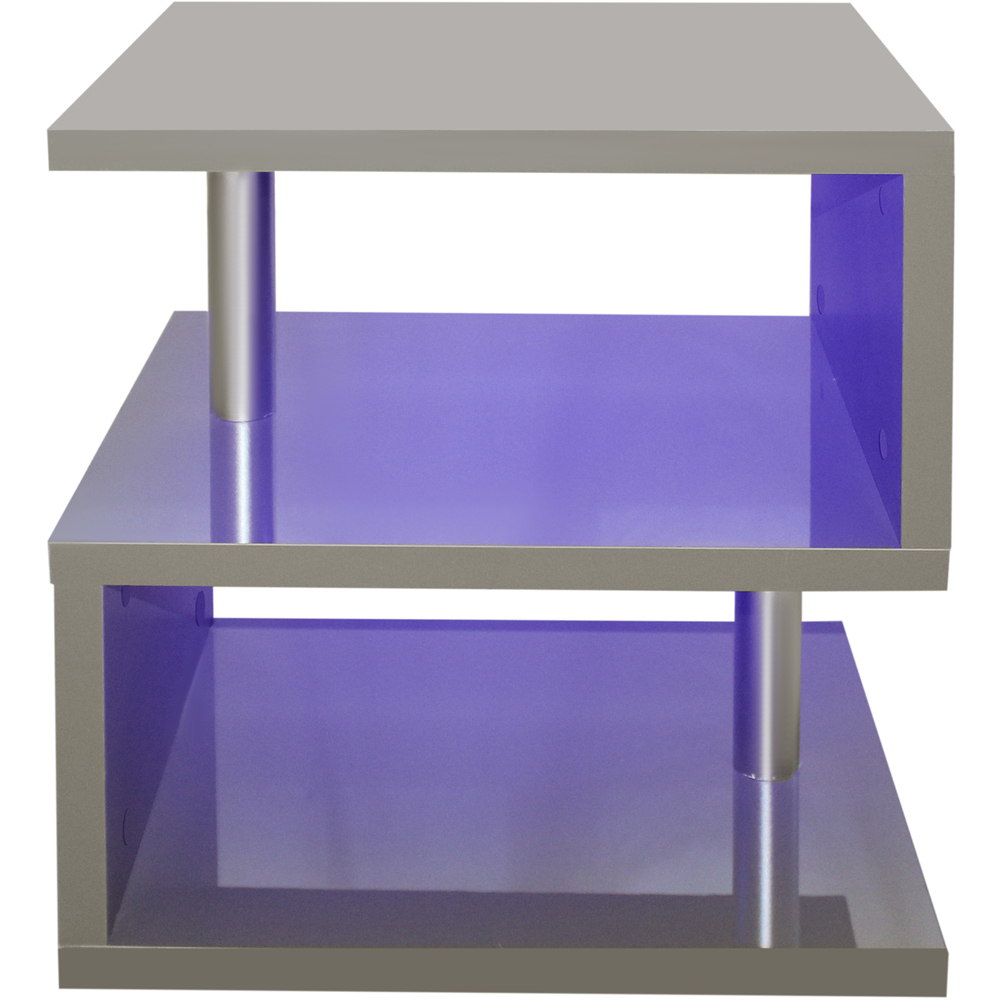 Comfy Living 2 Shelf Grey High Gloss Abstract LED Side Table Image 4
