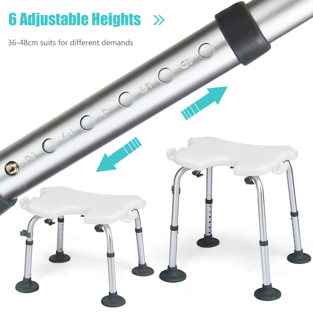 Costway White Height Adjustable Shower Chair Image 8