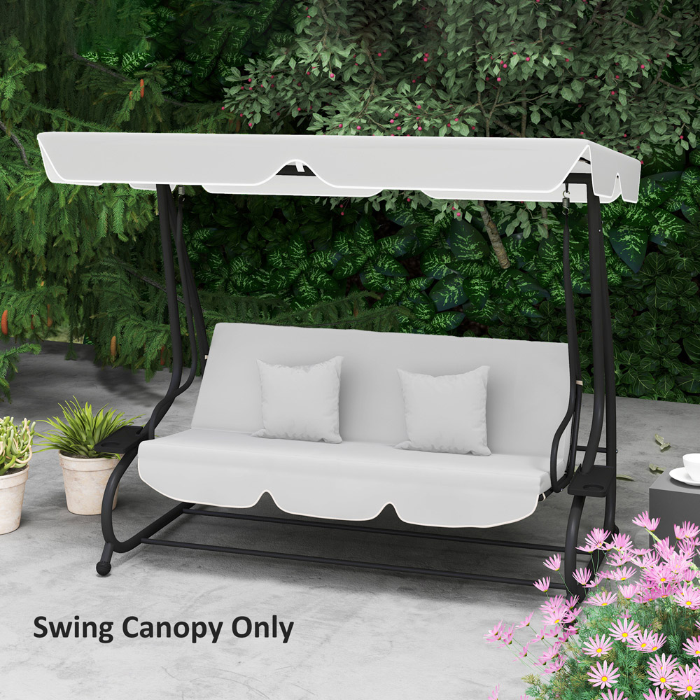 Outsunny 3 Seater Light Grey Waterproof Garden Swing Canopy Replacement Image 7