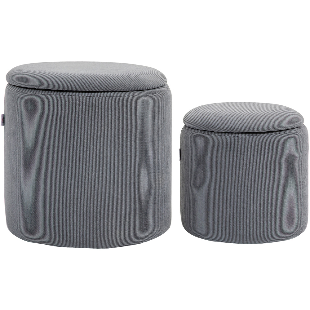 HOMCOM Corduroy Ottoman Footstool Set of 2 Image 2