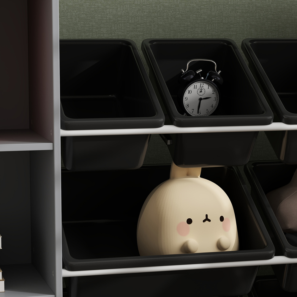AIYAPLAY 8 Bins Grey Toy Storage Unit Image 3