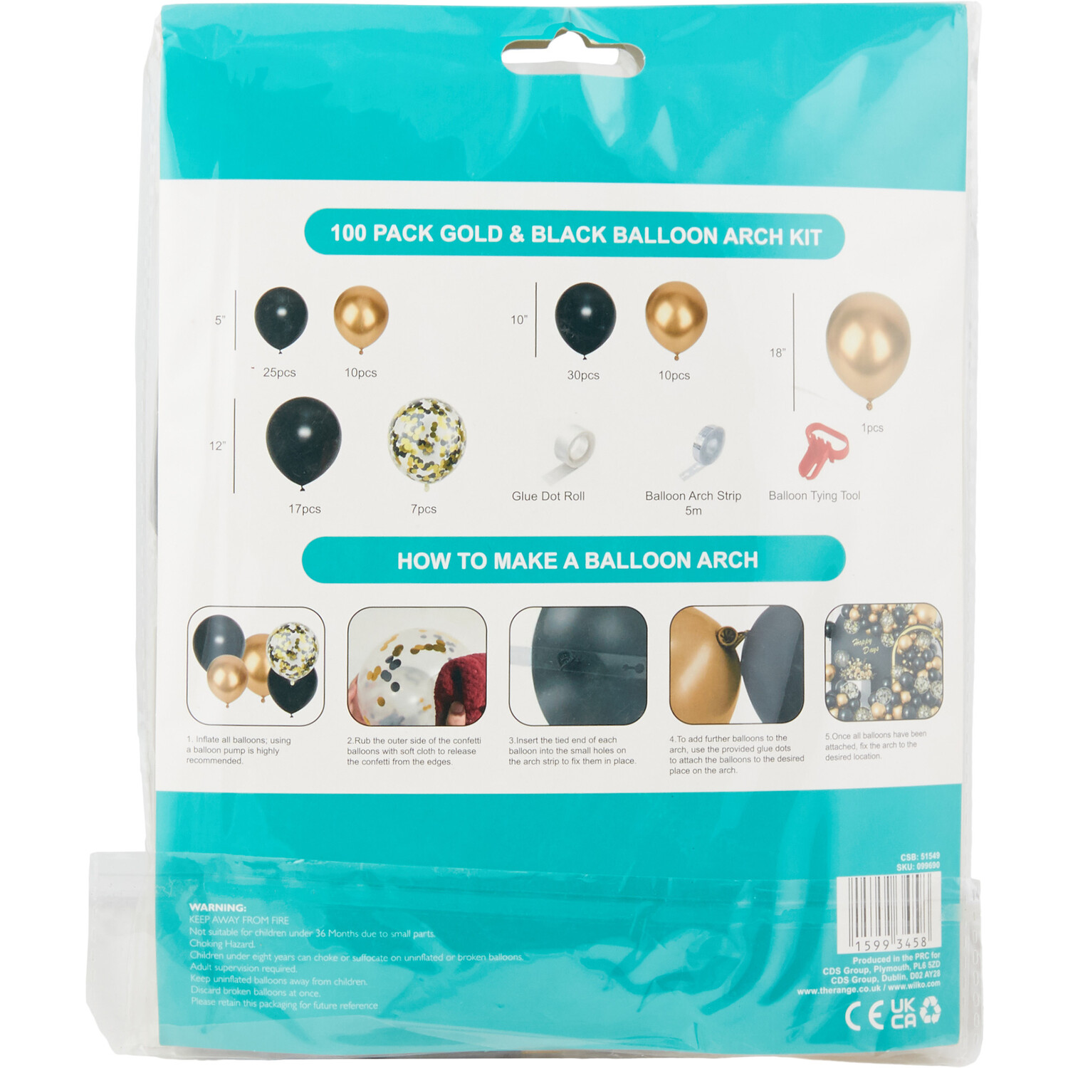 Pack of 100 Gold and Black Balloon Arch Kit - Gold and Black Image 2