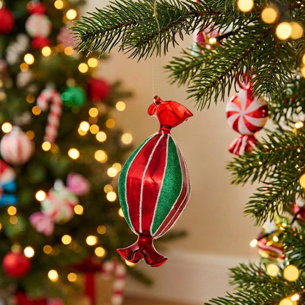 Festive Glass Sweetie Decoration Image 2