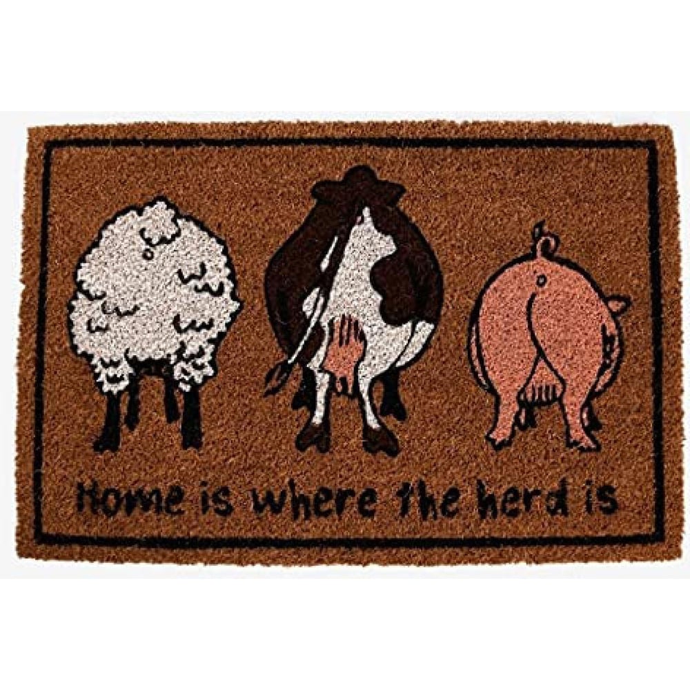 Fallen Fruits Home Is Where The Herd Is Coir Doormat 60 x 40cm Image 1