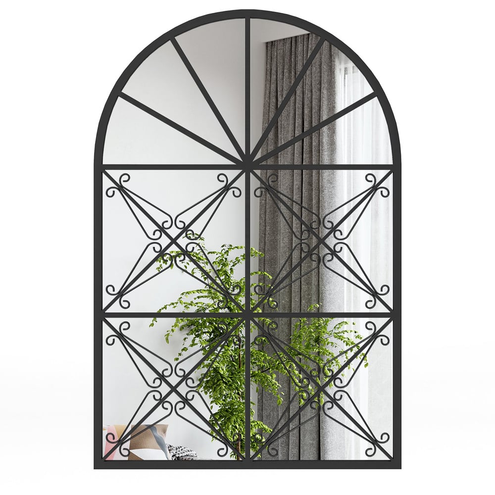 Costway Black Arch Window Wall Mirror 87 x 58cm Image 3