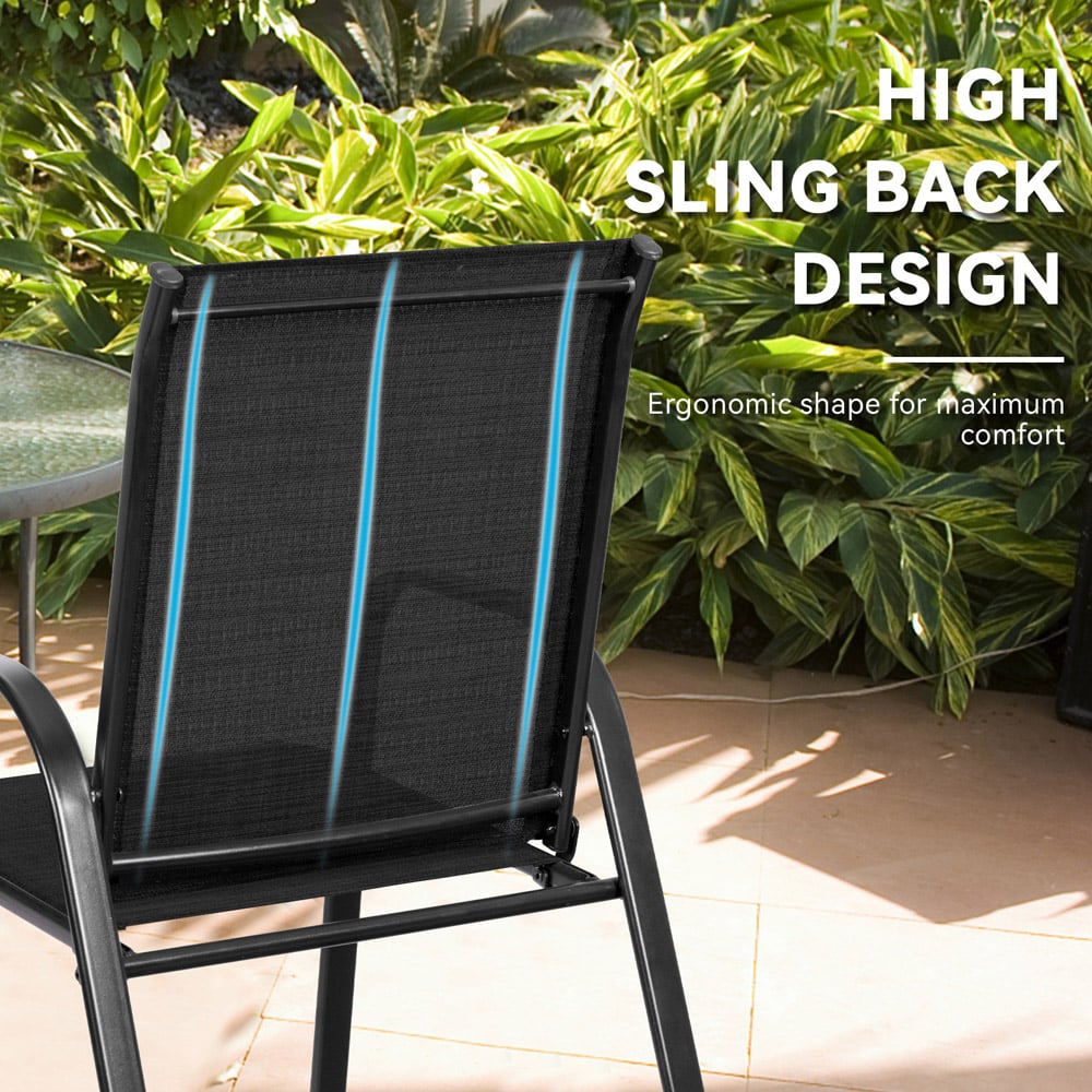 Costway Set of 2 Black Steel Garden Chairs Image 8