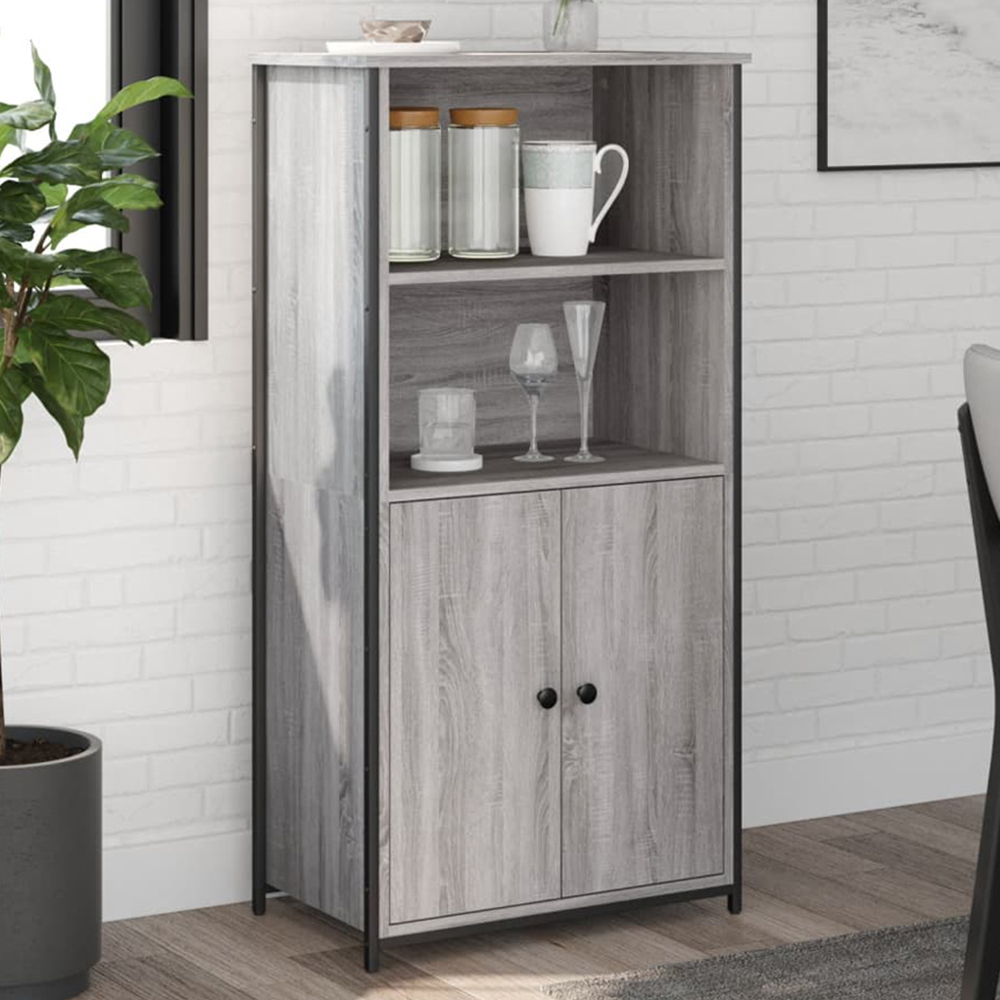 vidaXL 2 Door 2 Shelf Grey Sonoma Highboard Image 1