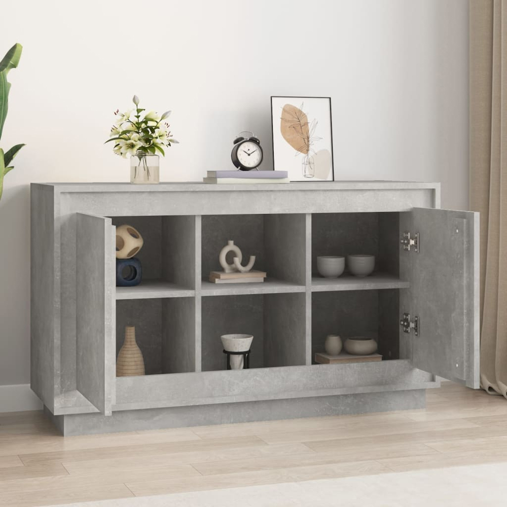 vidaXL 2 Door 2 Shelf Concrete Grey Wooden Sideboard Image 1