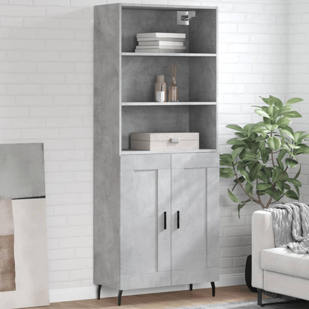 vidaXL 2 Door 3 Shelf Concrete Grey Wooden Cabinet Image 1
