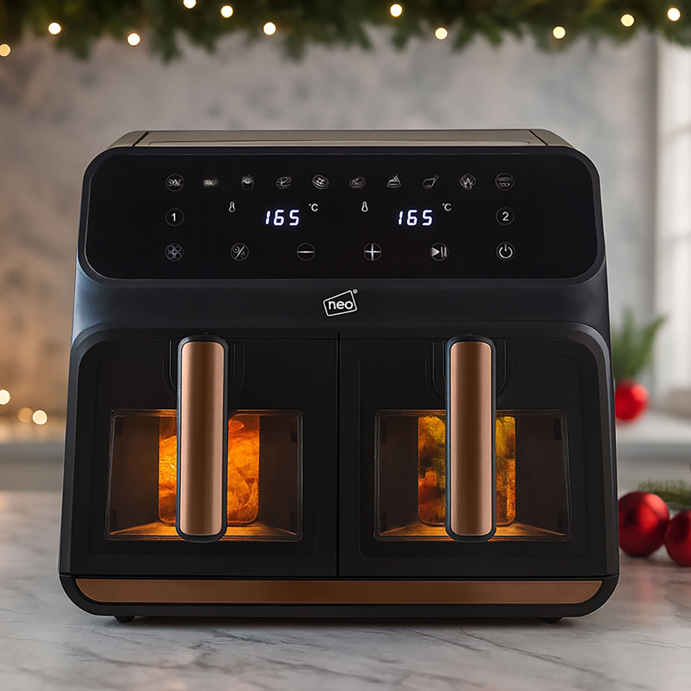 Neo NEO-AIRFRY-6 Black and Copper 8.5L Dual Air Fryer with Glass Window Image 2