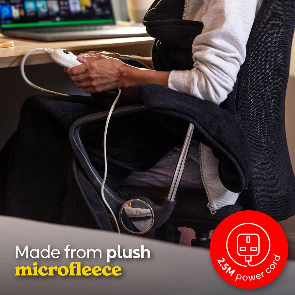 Russell Hobbs Black Microfleece Heated Throw with Controller 130 x 180cm Image 5