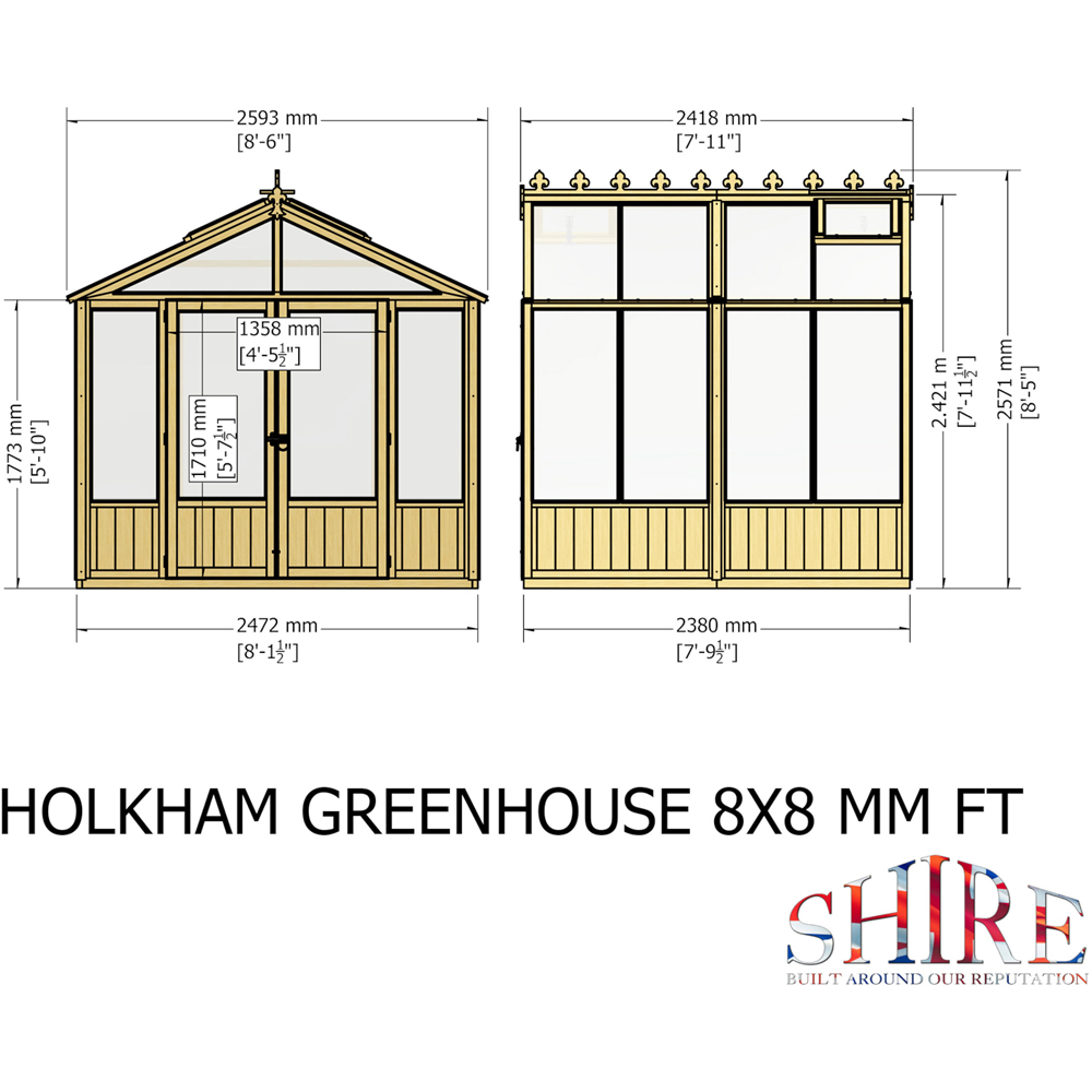 Shire Holkham 8 x 8ft Glazed Toughened Glass Greenhouse Image 9