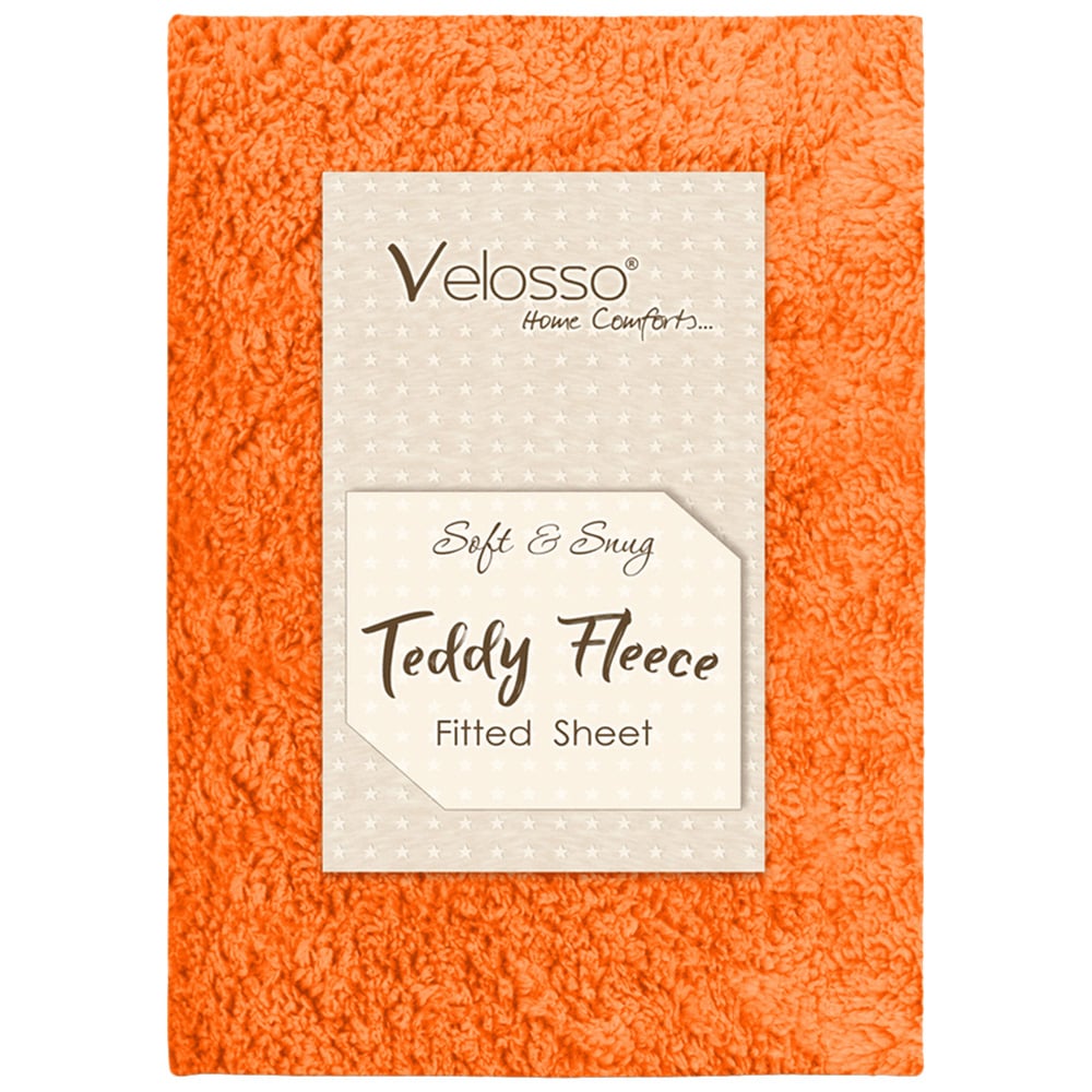 Velosso Single Rust Teddy Fleece Fitted Sheet Image 1