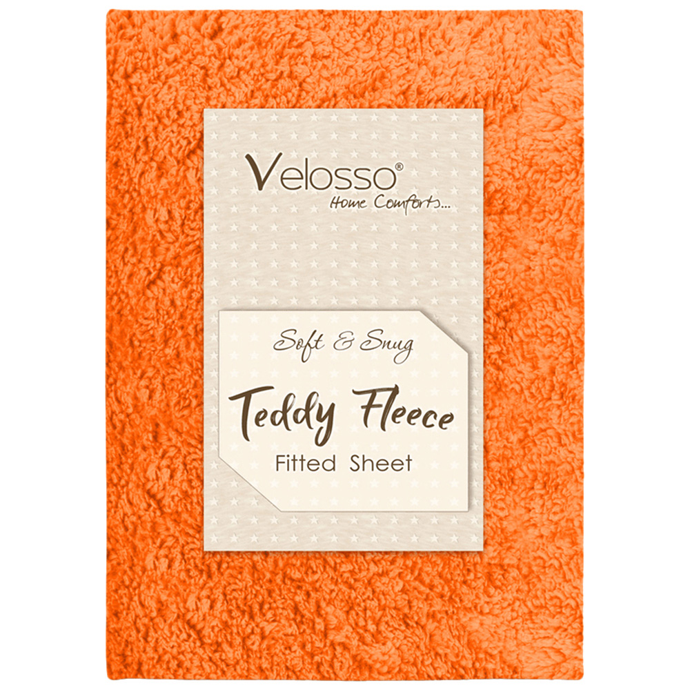 Velosso King Size Rust Teddy Fleece Fitted Sheet Image 1