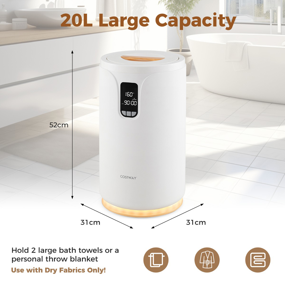 Costway White Towel Heater with Heating Time 20L Image 9