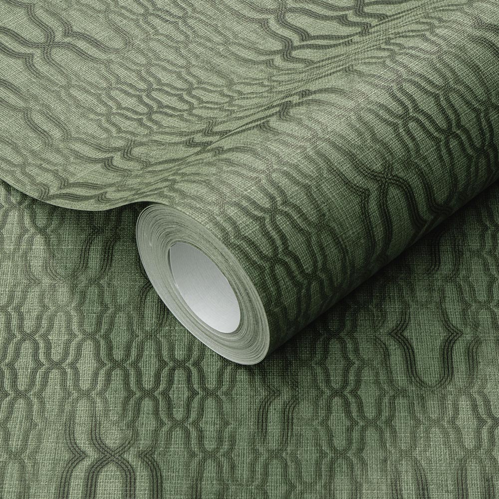 Erismann Soft Geometric Trellis Green Non Woven Vinyl Wallpaper Image 2