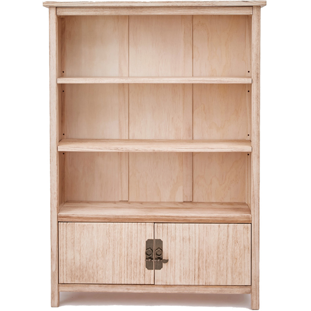 Portofino 3 Shelf 2 Door Light Wood Bookcase Image 2
