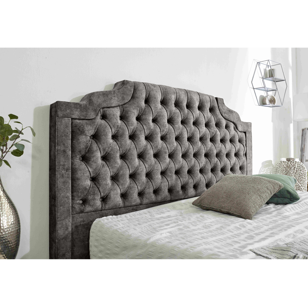 Eleganza Ryker Super King Size Grey Oakland Fabric Bed Frame with Chesterfield Headboard Image 2
