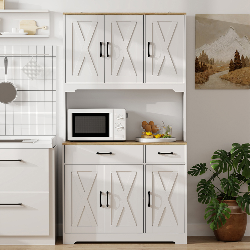 Portland 6 Door 2 Drawer Single Shelf White Tall Kitchen Cupboard Image 7