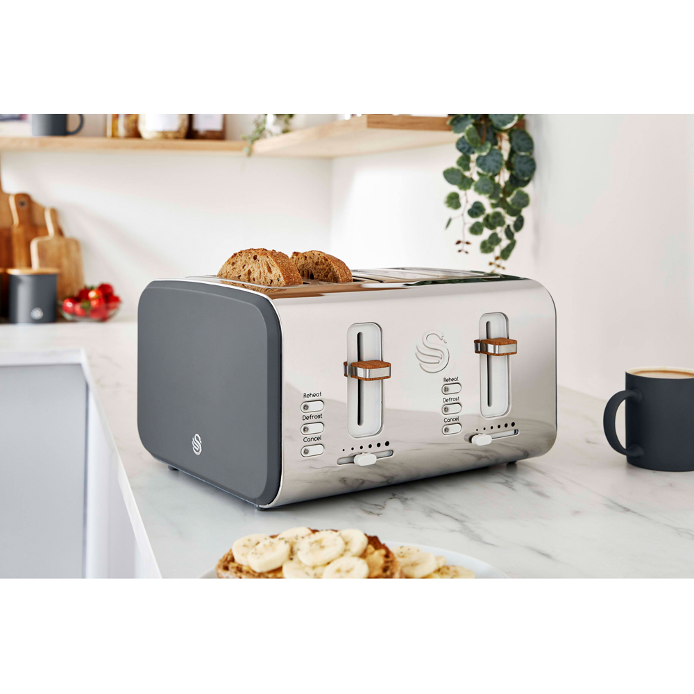 Swan Nordic EEJB212 Grey 4 Slice Toaster 1.7L Kettle and Espresso Coffee Machine Bundle Image 2