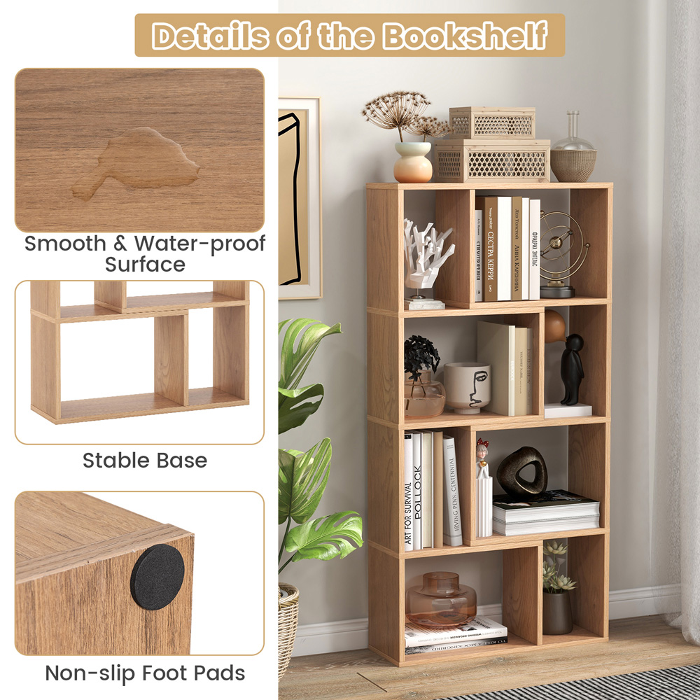 Costway 8 Cube Natural Geometric Bookshelf Image 7