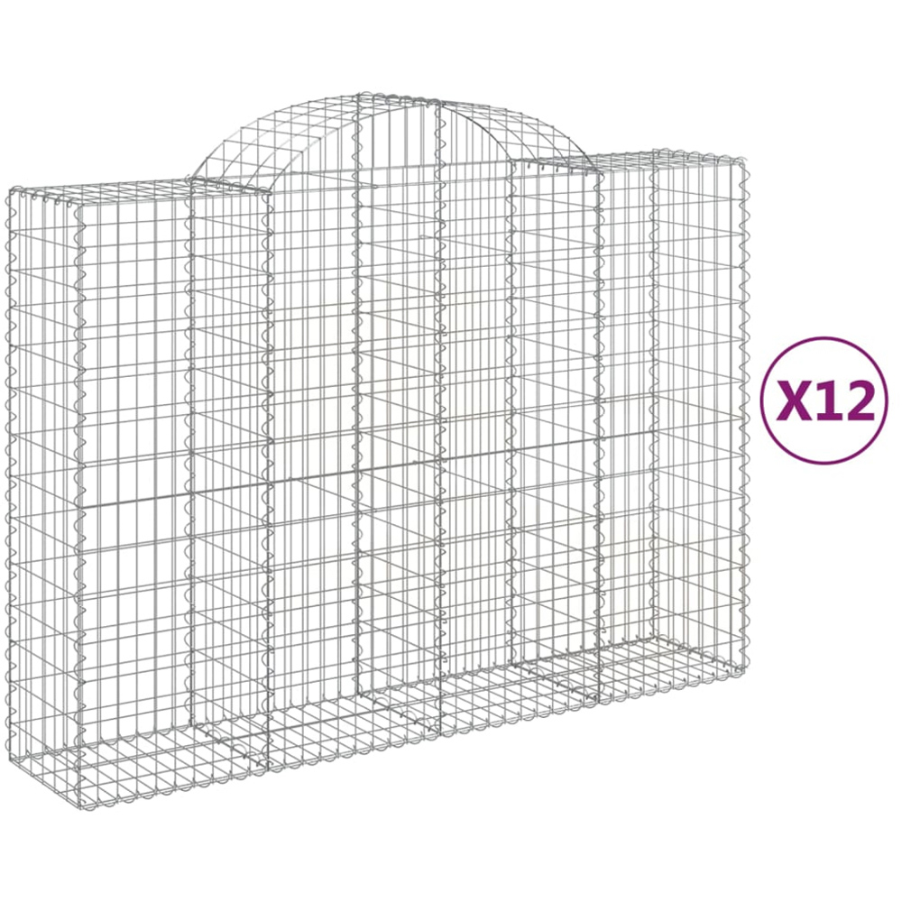 vidaXL Silver Galvanised Iron Arched Gabion Basket 200 x 50 x 140/160cm 12 Pack Image 4