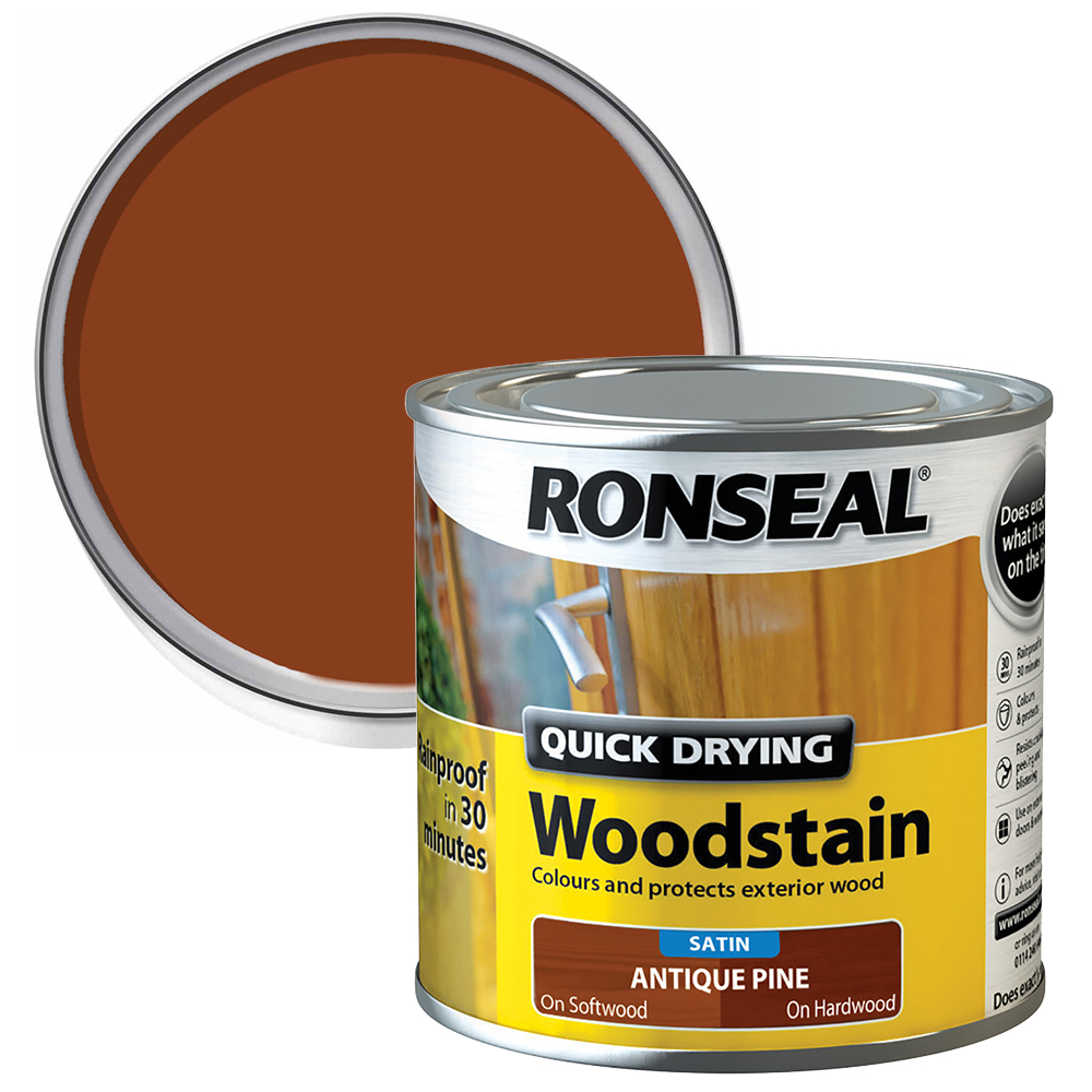 Ronseal Quick Drying Antique Pine Satin Woodstain 250ml Image 1