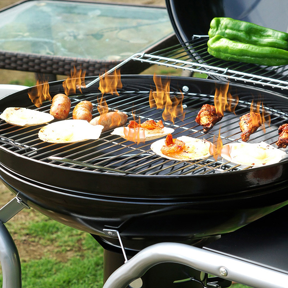 Gr8 Garden Kettle Bowl Charcoal BBQ Grill Portable Trolley with Side Tables Image 3