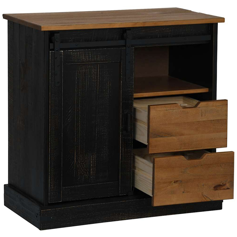 vidaXL Halden Single Door 2 Drawer Single Shelf Black Wooden Sideboard Image 4