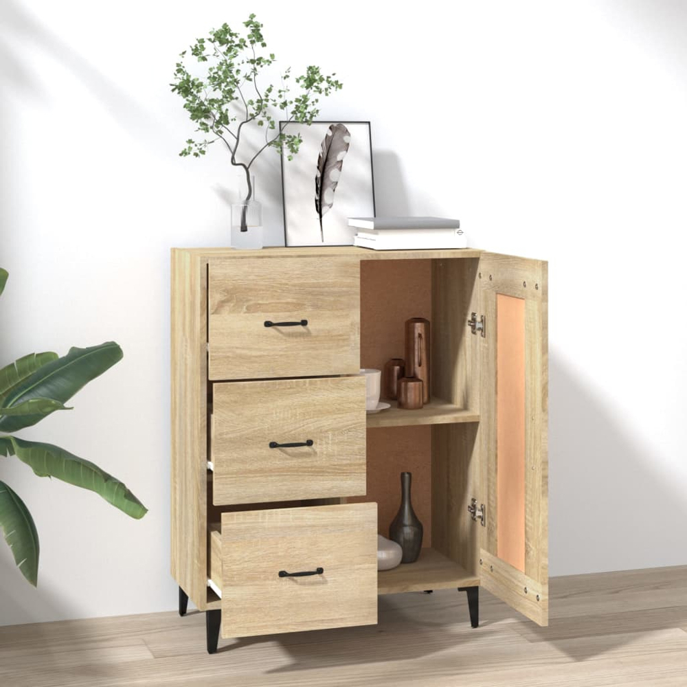 vidaXL Single Door 3 Drawer Sonoma Oak Sideboard Image 3