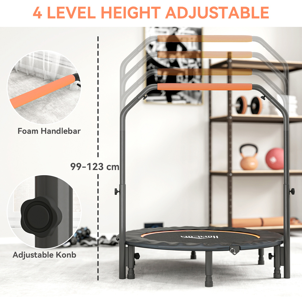 HOMCOM 3.7ft Orange Foldable Mini Trampoline with Adjustable Foam Handle Image 8