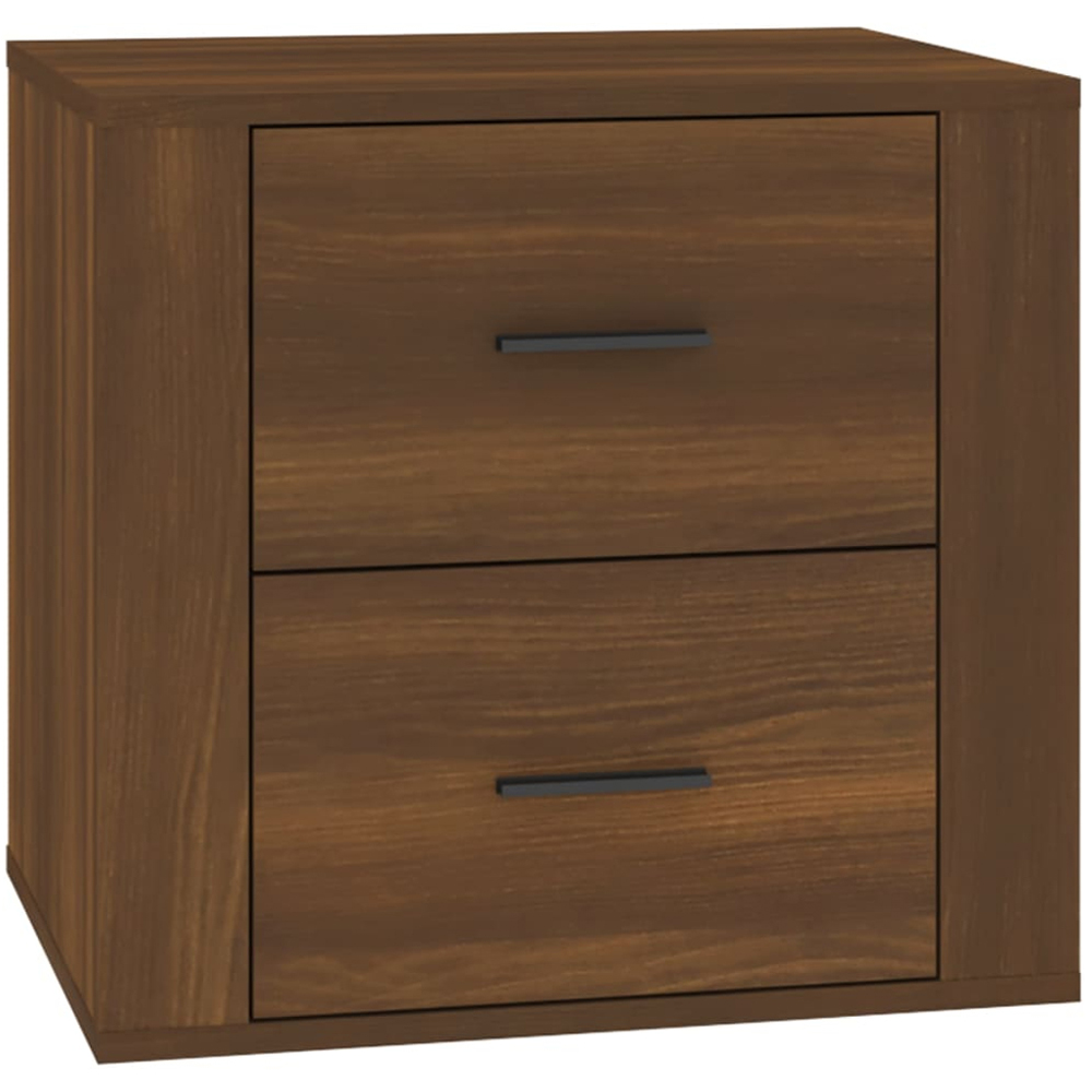 vidaXL 2 Drawer Brown Oak Bedside Table Image 2