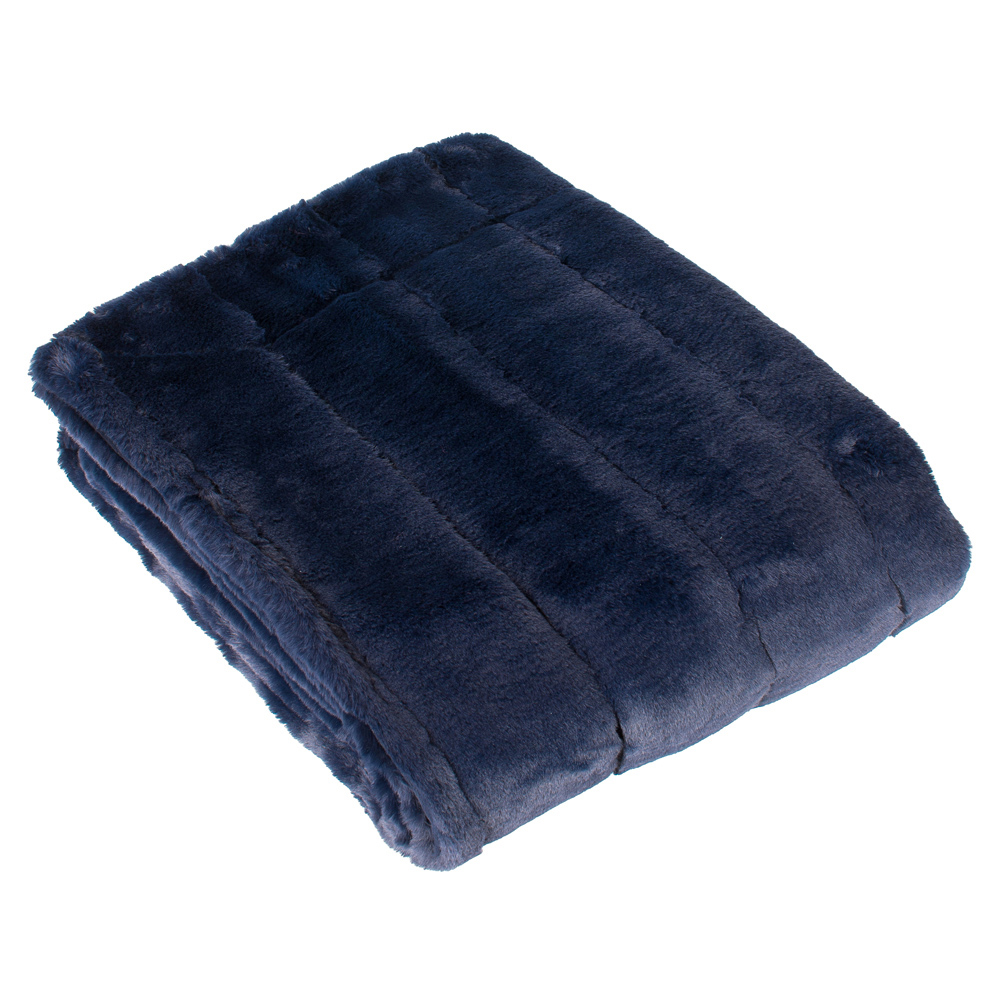 Paoletti Empress Navy Large Faux Fur Throw 140 x 200cm Image 3