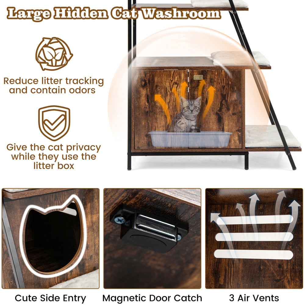 Costway Coffee Large Cat Litter Box with Mats Image 4