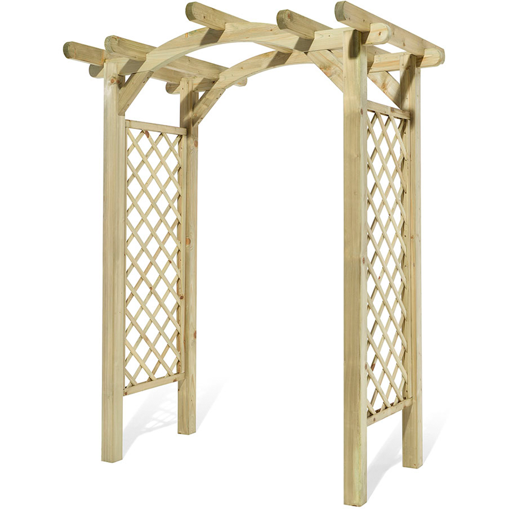Rowlinson Gloucester 6 x 4ft Natural Wooden Garden Arch with Lattice Sides Image 2