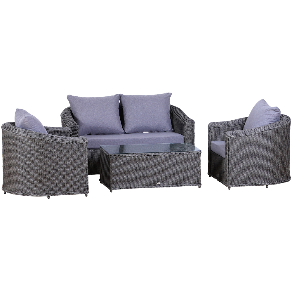 Outsunny 4 Seater Grey Rattan Sofa Lounge Set Image 2
