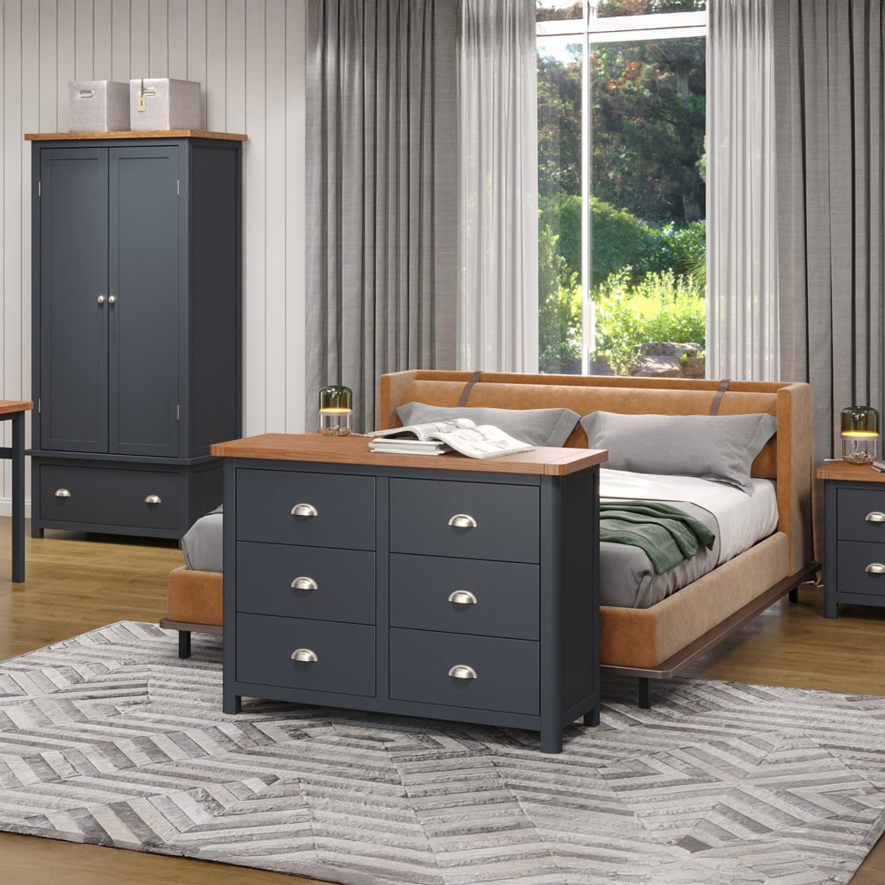 Core Products Dunkeld 6 Drawer Midnight Blue Wide Chest of Drawers Image 2