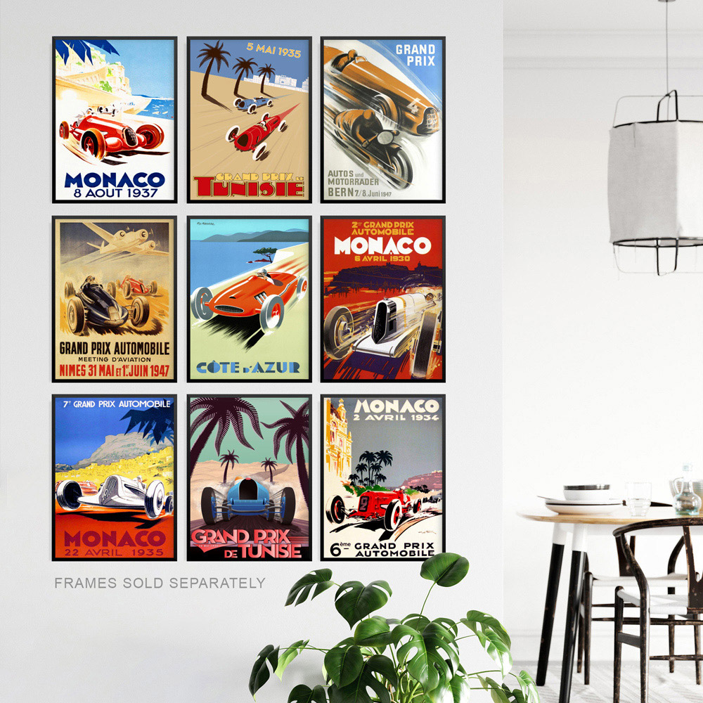 Artery8 Vintage Monaco Grand Prix Adverts Wall Art Print 30 x 41cm 9 Pack Image 3