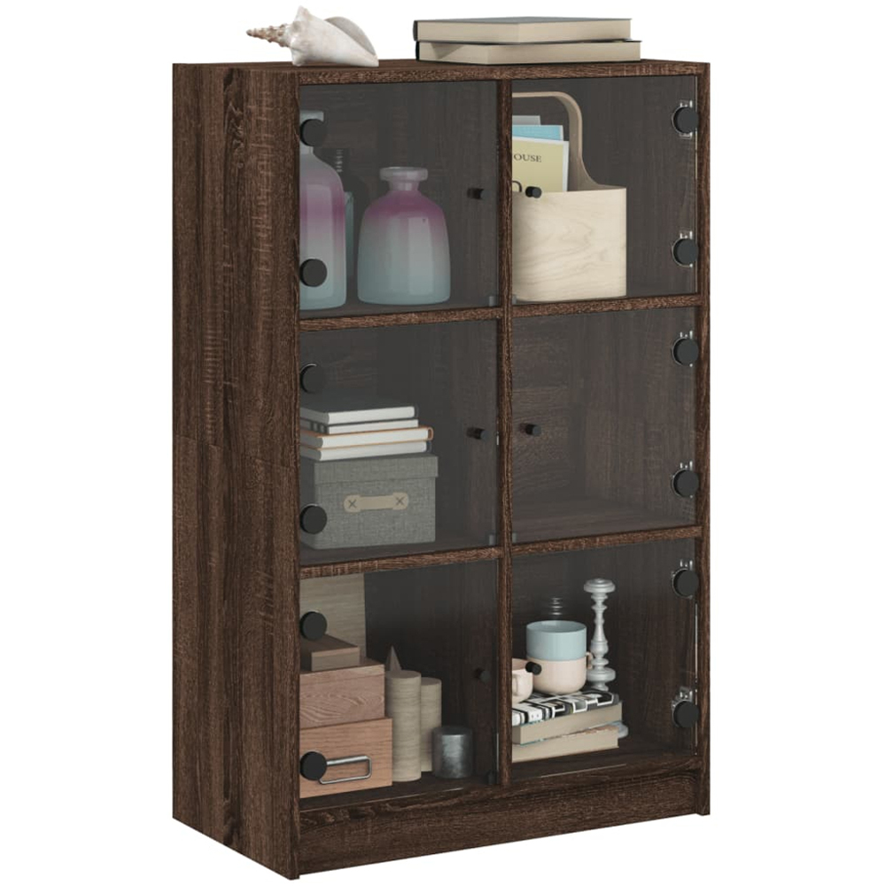vidaXL 2 Glass Door 6 Shelf Brown Oak Highboard Image 5