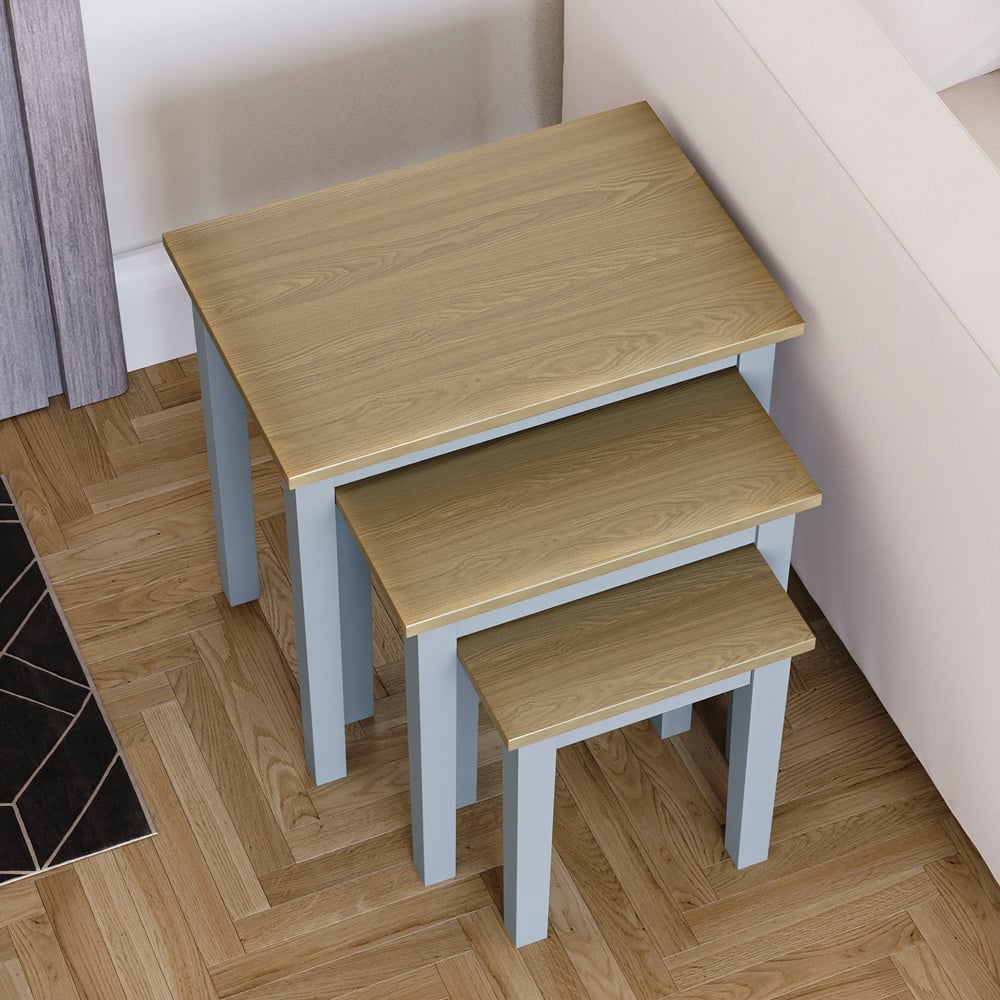 Vida Designs Yorkshire Oak and Grey Nest of Tables Set of 3 Image 5