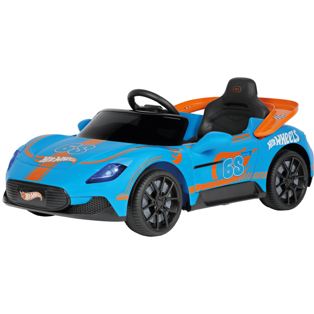 PEG Hot Wheels Kids Electric Ride-On Car with Remote Control Blue 12V Image 1