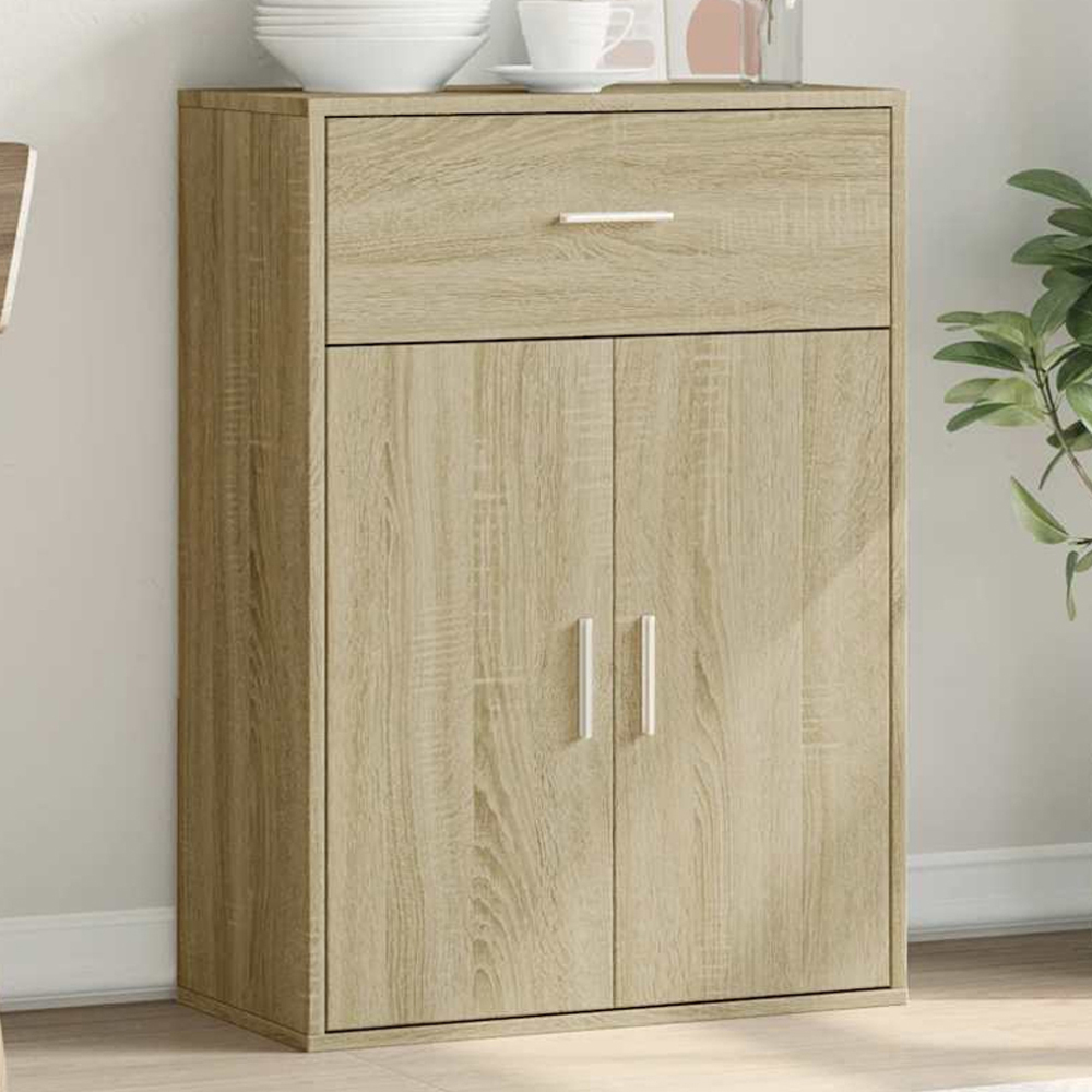 vidaXL 2 Door Single Drawer Sonoma Oak Sideboard Image 1