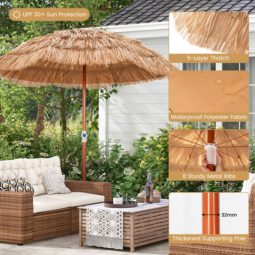 Costway Thatched Patio Umbrella with Carrying Bag 1.9m Image 4