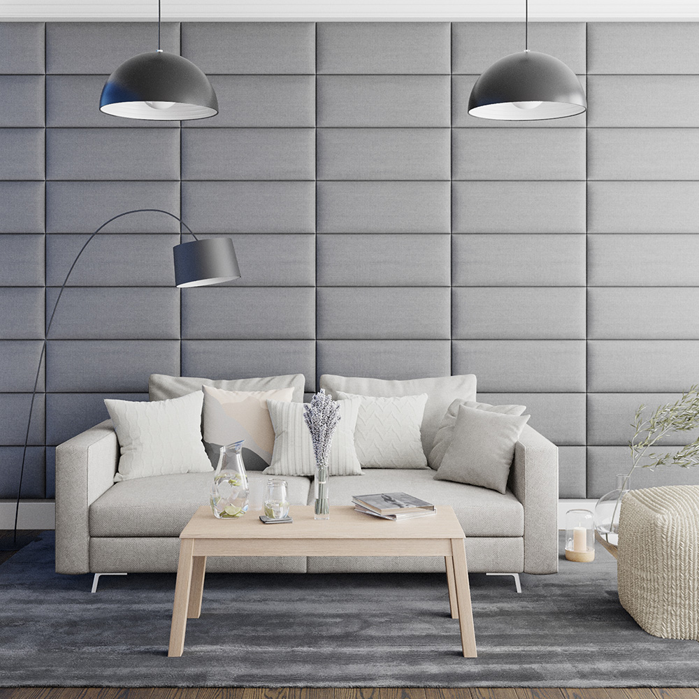 Aspire EasyMount Grey Eire Linen Upholstered Wall Mounted Headboard Panels 4 Pack Image 3