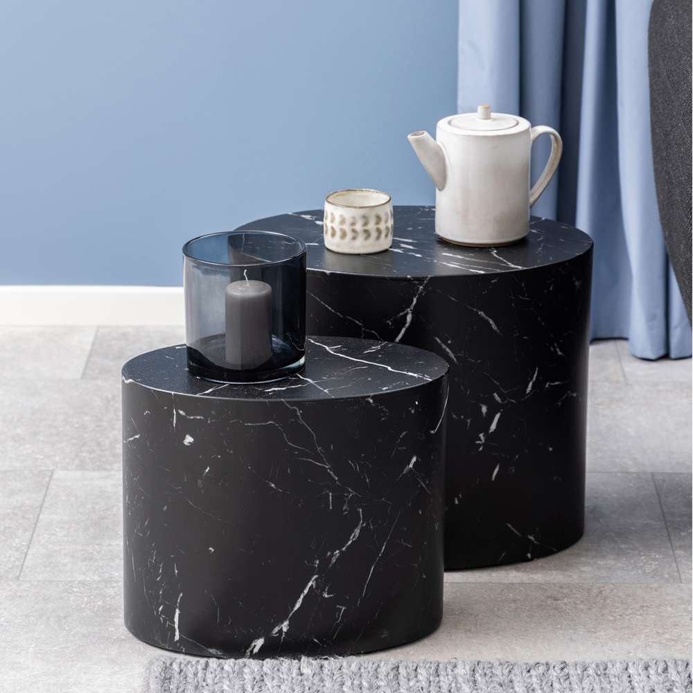 Florence Mice Black Oval Coffee Table Set of 2 Image 7