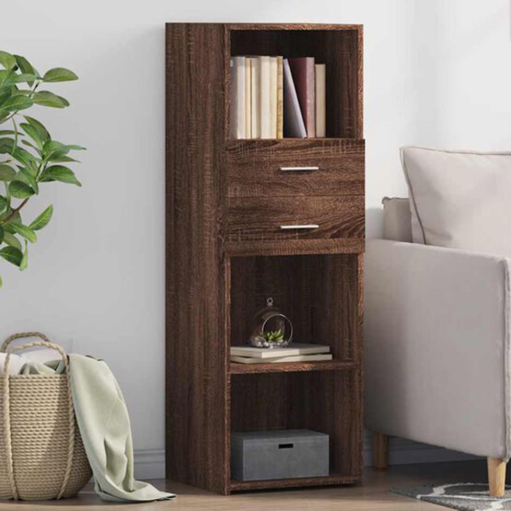 vidaXL 2 Drawer 3 Shelf Brown Oak Highboard Image 1