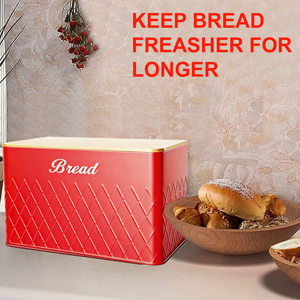 ATEK 5 Piece Red Kitchen Canister Set with Bamboo Lids Image 5